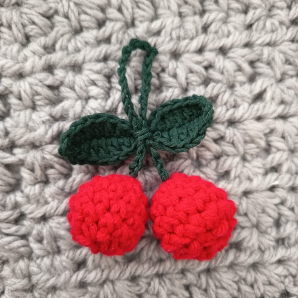 🍒Handcrafted Red Cherry Bag Charm - Picture 6 of 6